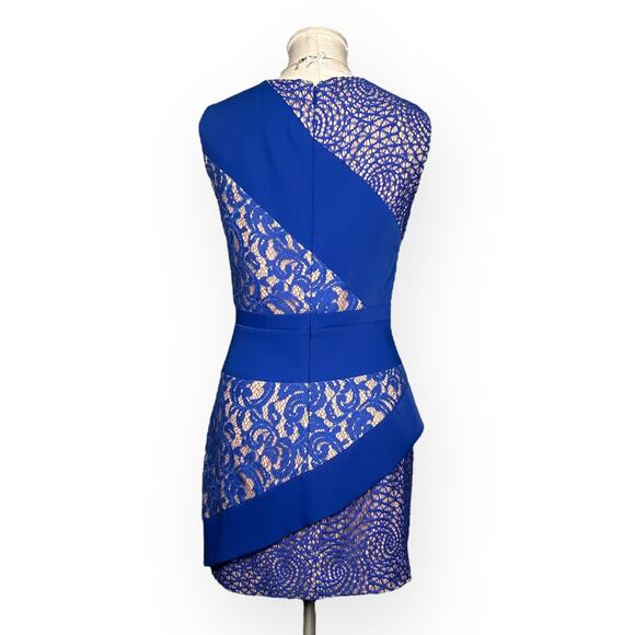 BCBGMAXAZRIA Dalia Cocktail Dress Asymmetric Lace Coquette Creative Party Blue - Picture 9 of 14